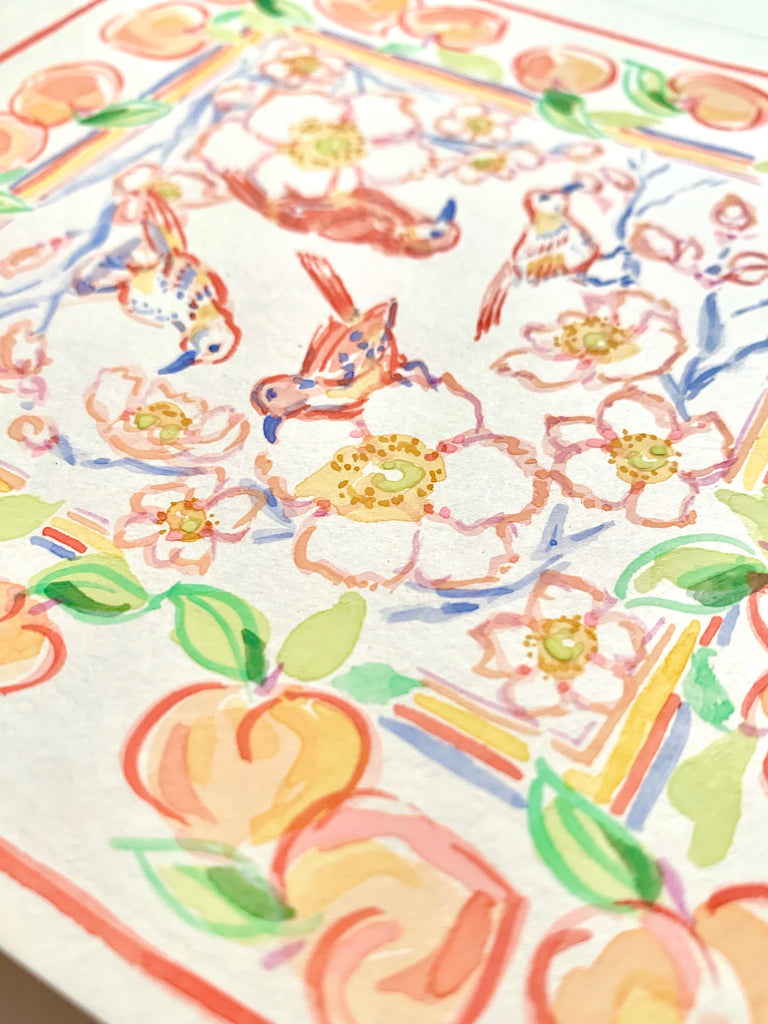 Banniere Collaboration: Georgia Peach Silk Scarf - 100% Silk Twill Scarf