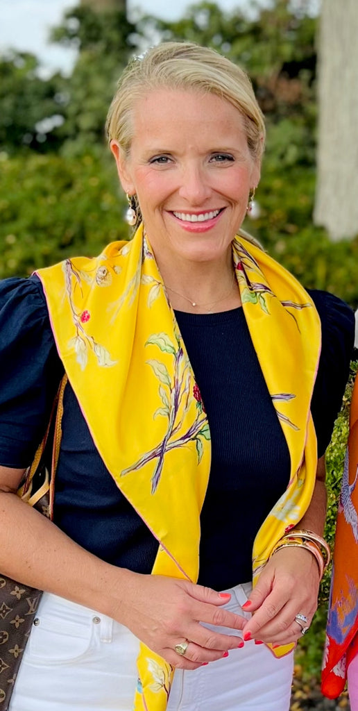 Woodland Creatures - Buttercup Yellow - 100% Silk Twill Scarf