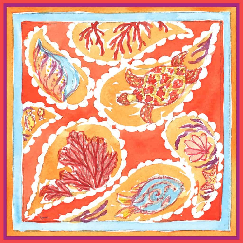 Coral Silk Twill Scarf