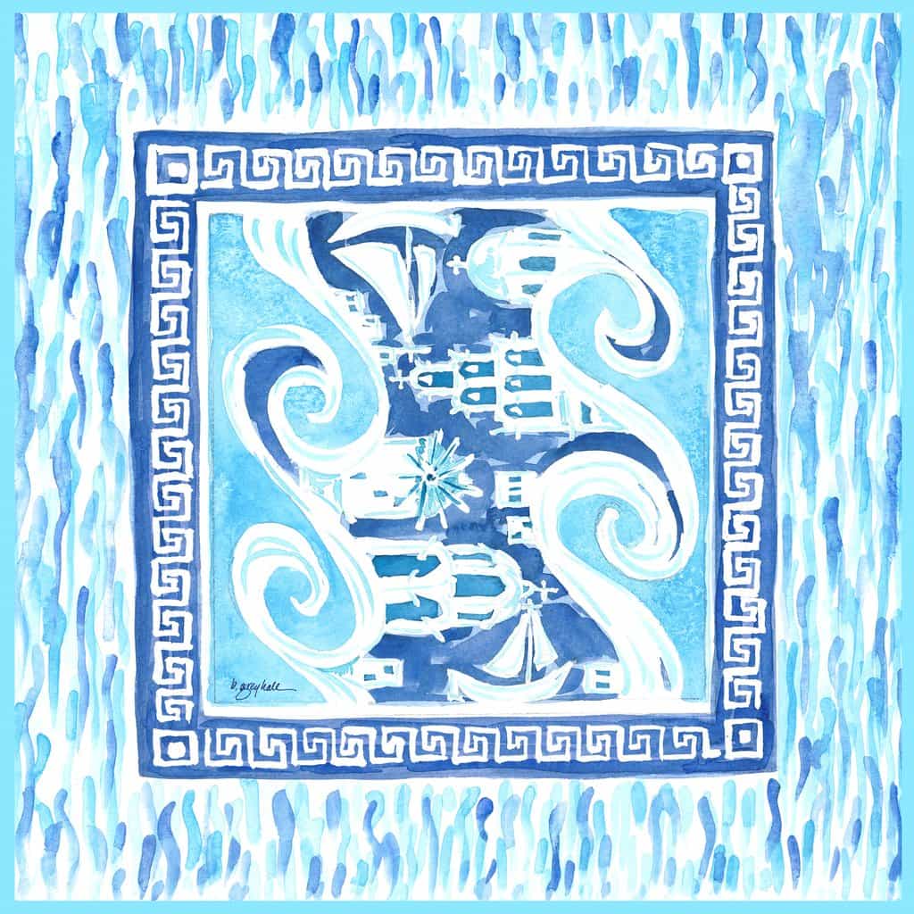 Greek Isles Silk Twill Scarf