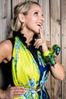 Chartreuse Elephant Silk Twill Scarf