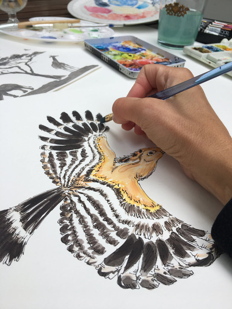 Black as Midnight - African Birds - 100% Silk Twill Scarf