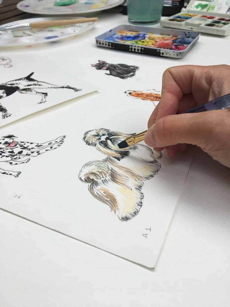 Ivory Puppy Dog Silk Twill Scarf