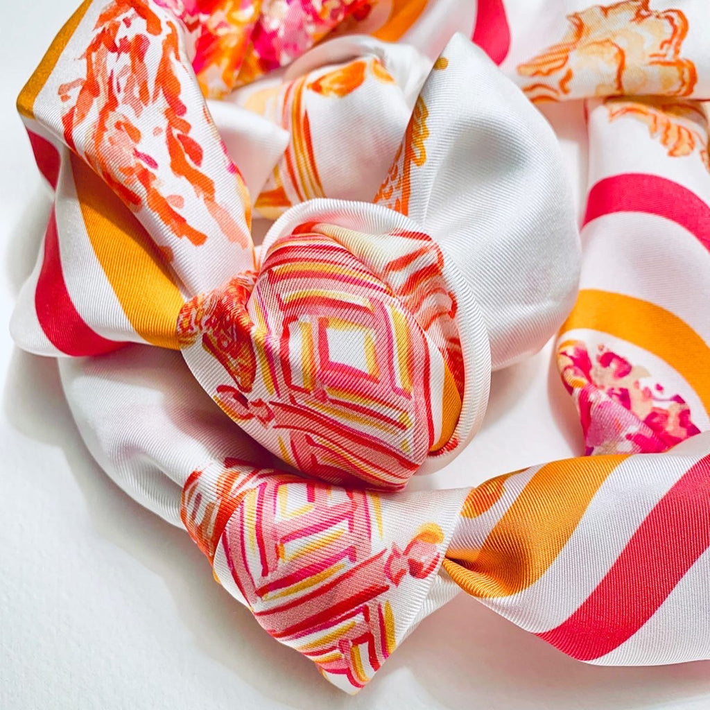 Resort White - Chinoiserie in the Sea 100% Silk Twill Scarf