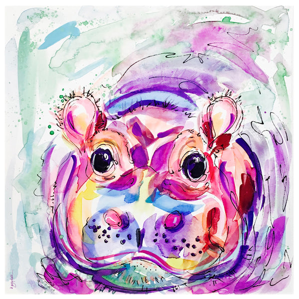 Pop Art Hippo! Cashmere - Silk Scarf – Grey Hall Design