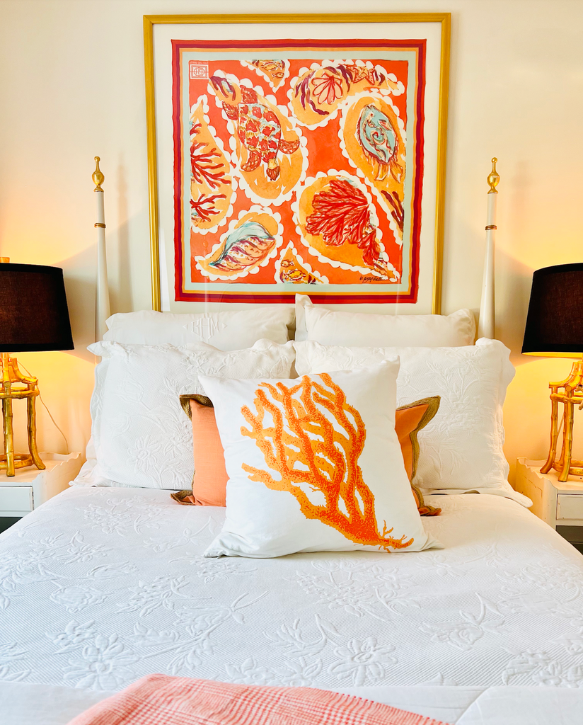 Coral Kaleidoscope - 100% Silk Twill Scarf