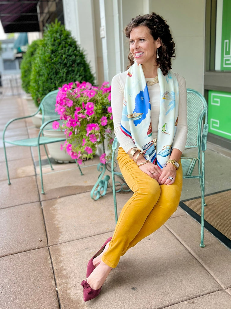 Wooden Boats - 100% Silk Twill Scarf