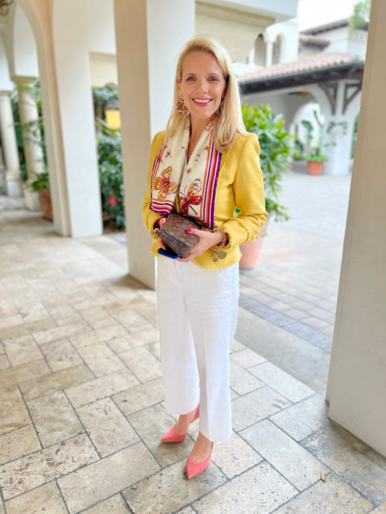 Pearls & Butterfly Bliss - 100% Silk Twill Scarf