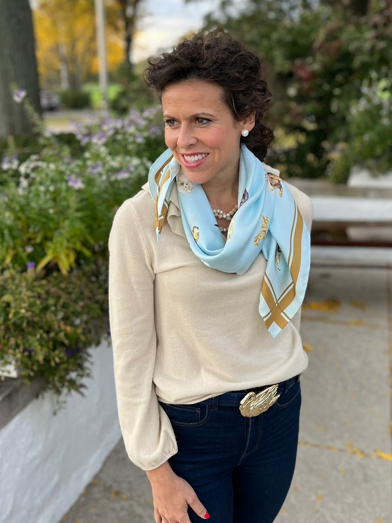 Ice Blue Pups - Pastel Blue 100% Silk Twill Dog Scarf