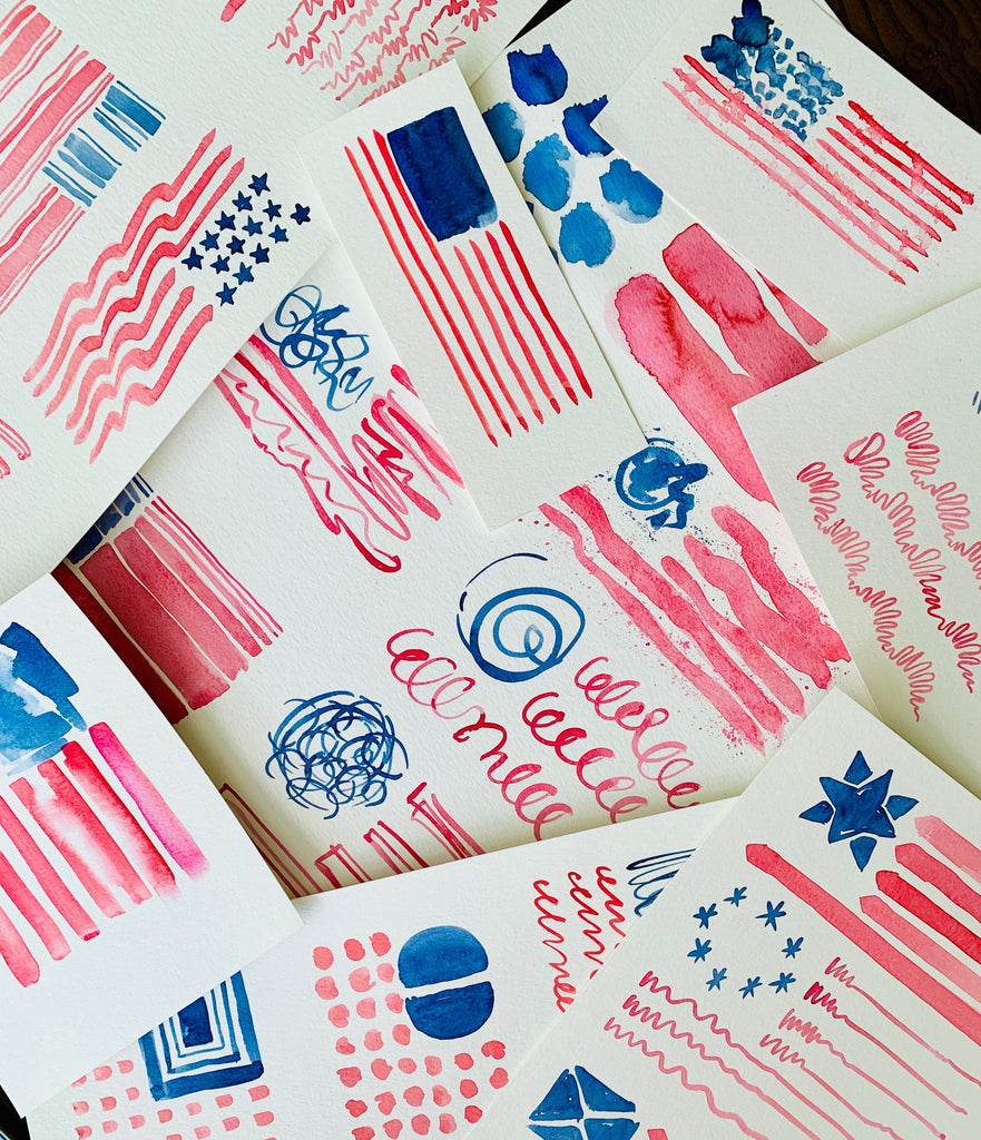 Abstract American Flag - 100% Silk Twill Pocket Square & Scarf