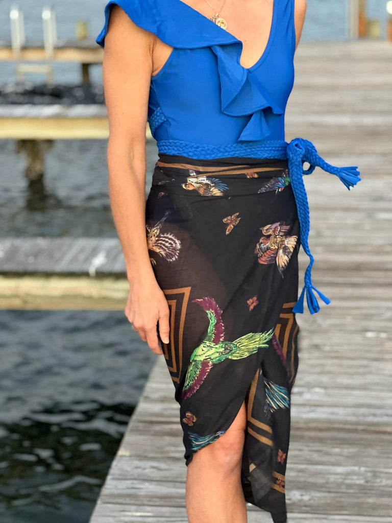 Pareo ~ African Birds - Midnight Black