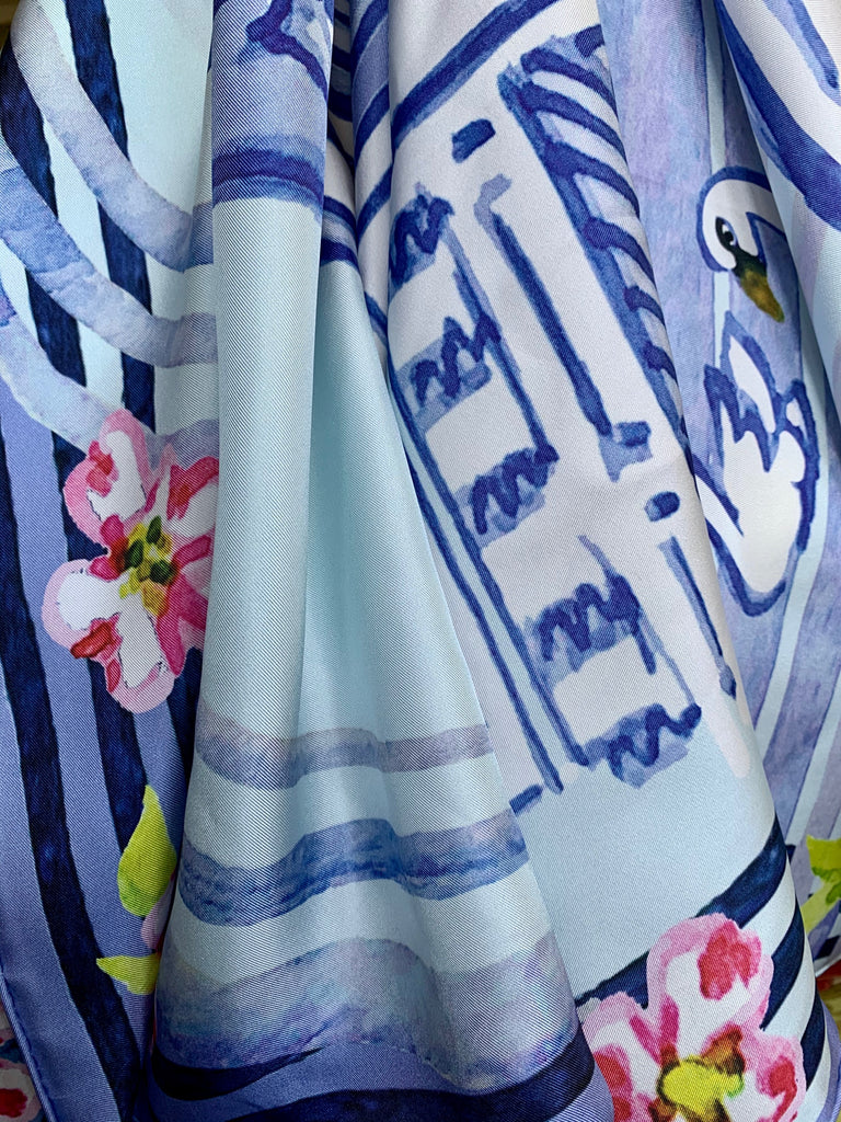 Batik Belle Swan - 100% Silk Twill Scarf