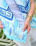 Greek Isles - Mediterranean Blues 100% Silk Twill Scarf