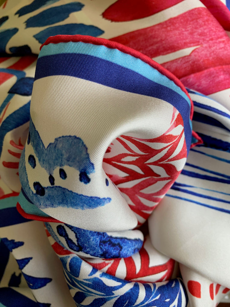 Abstract American Flag - 100% Silk Twill Pocket Square & Scarf