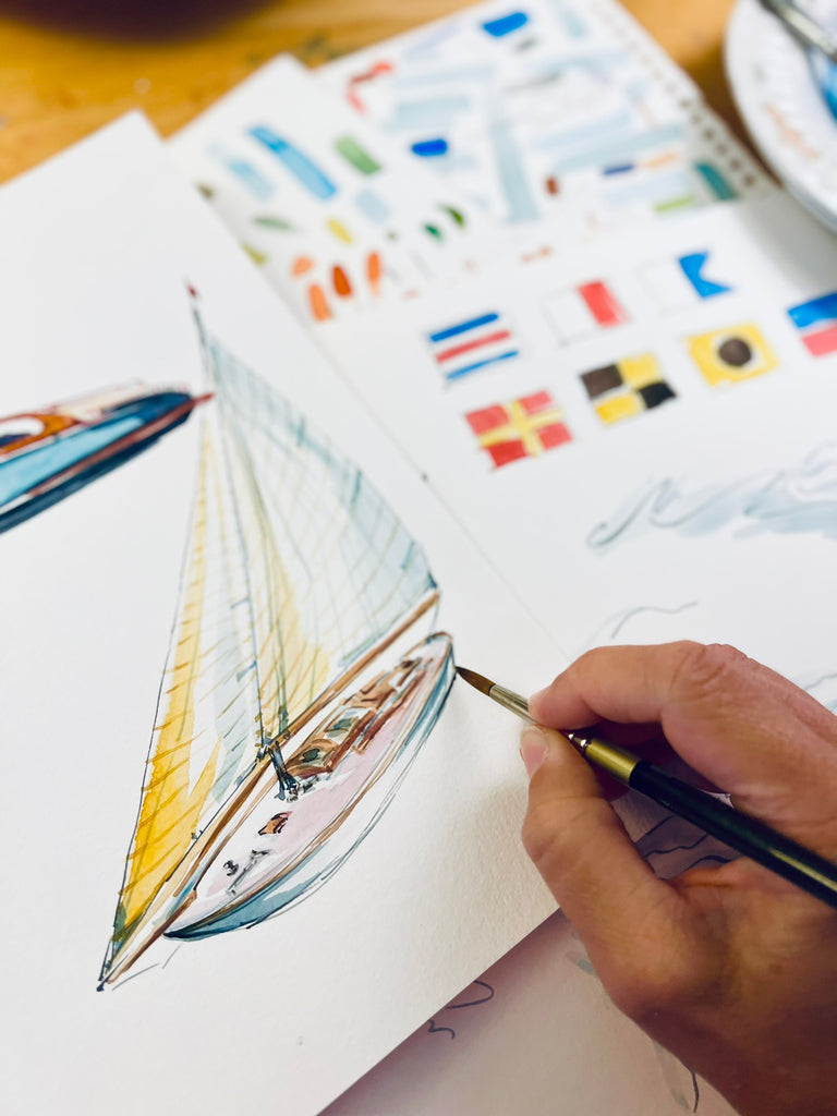 Wooden Boats - 100% Silk Twill Scarf