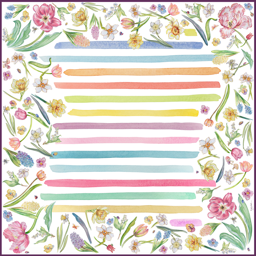 In the Garden - 100% Silk Twill Scarf