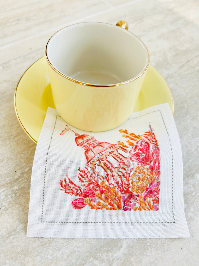 Pink Pagoda Cocktail Napkins - 100% Cotton