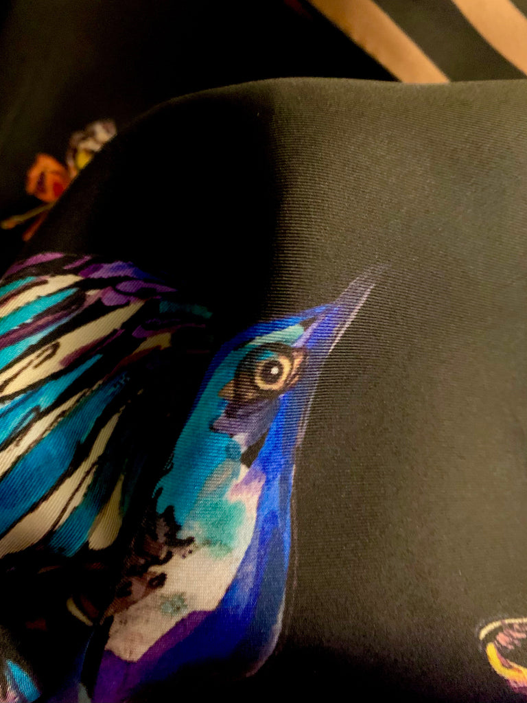 Black as Midnight - African Birds - 100% Silk Twill Scarf