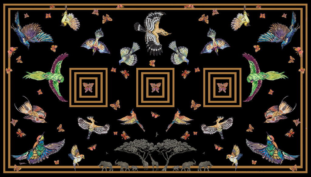 Pareo ~ African Birds - Midnight Black