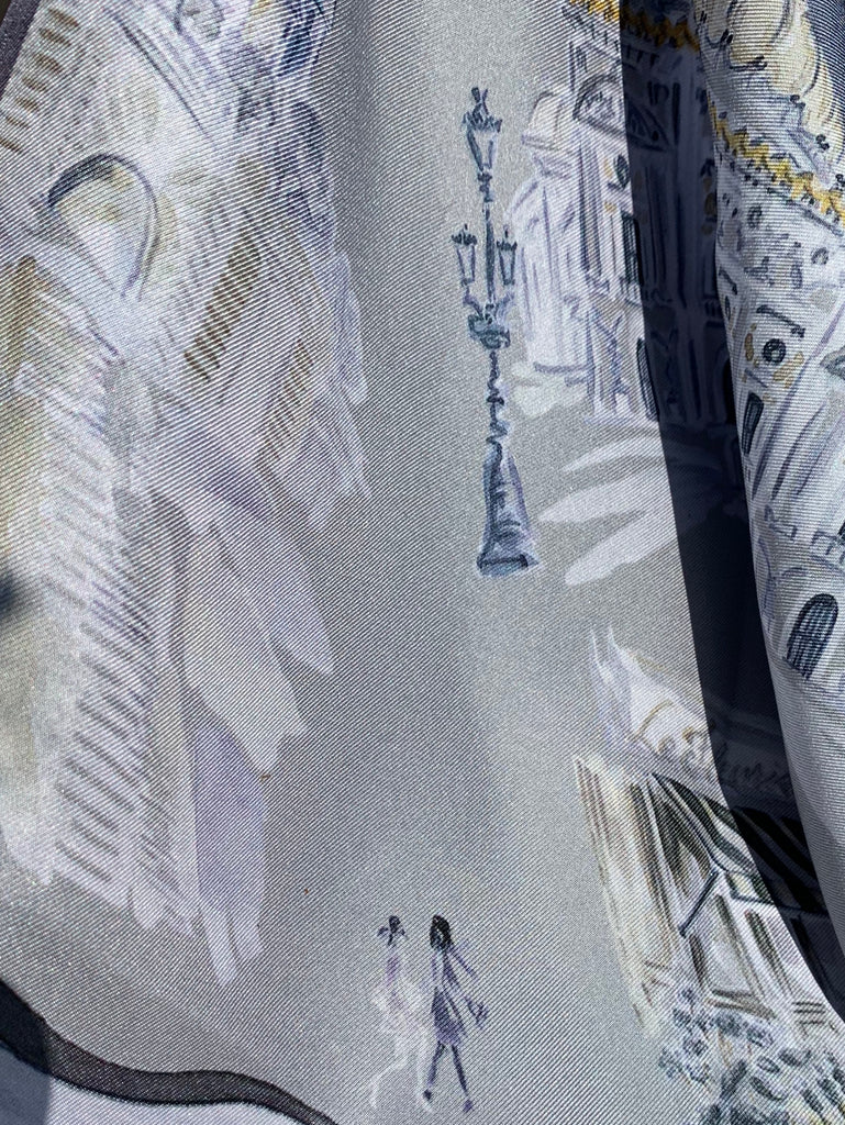 Paris - Pewter - 100% Silk Twill Scarf