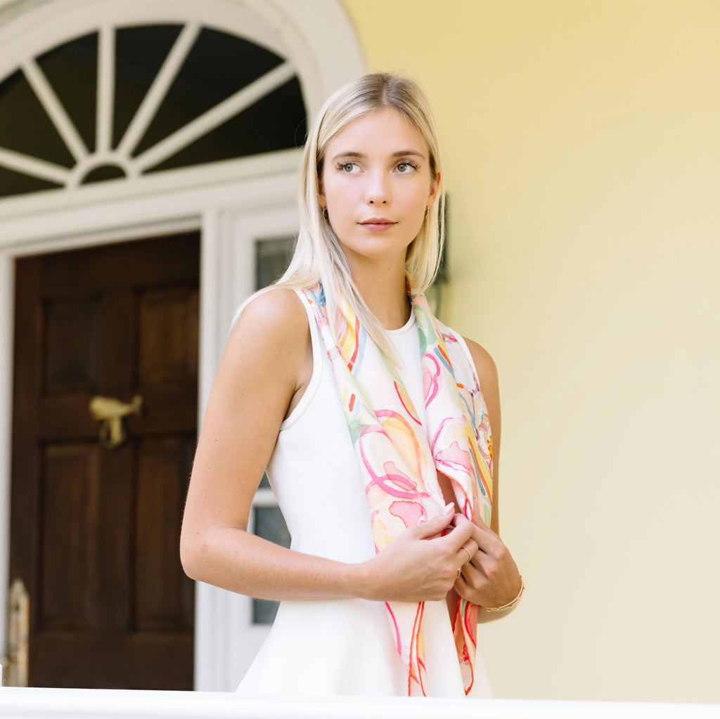 Banniere Collaboration: Georgia Peach Silk Scarf 100% Silk Twill