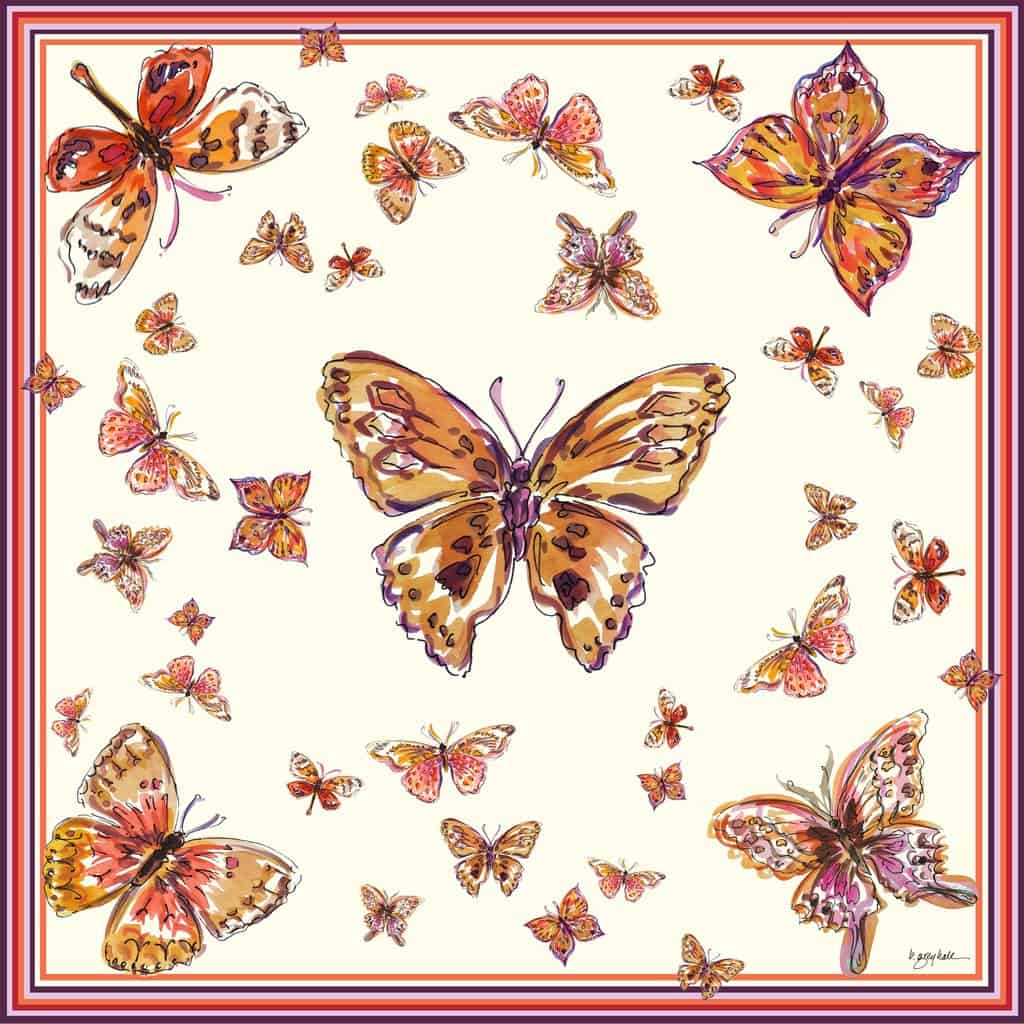Butterfly Print Silk Scarf