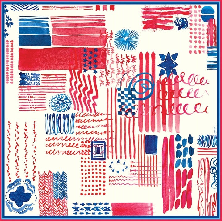 Abstract American Flag - 100% Silk Twill Pocket Square & Scarf - Grey Hall  Design